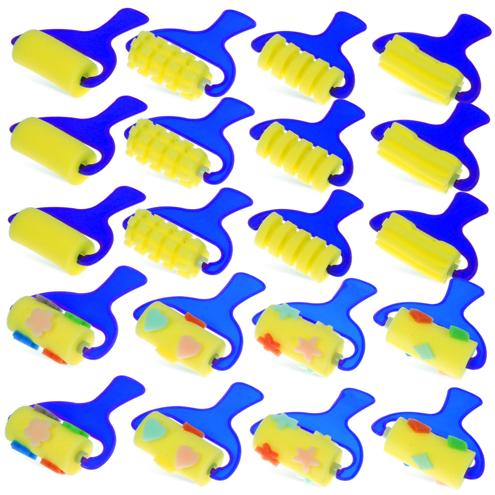 Gadpiparty 20Pcs Drawing Brush Roller DIY Art Craft Sponge Painting Tools for Includes Various Patterns for Present for Birthdays Holidays