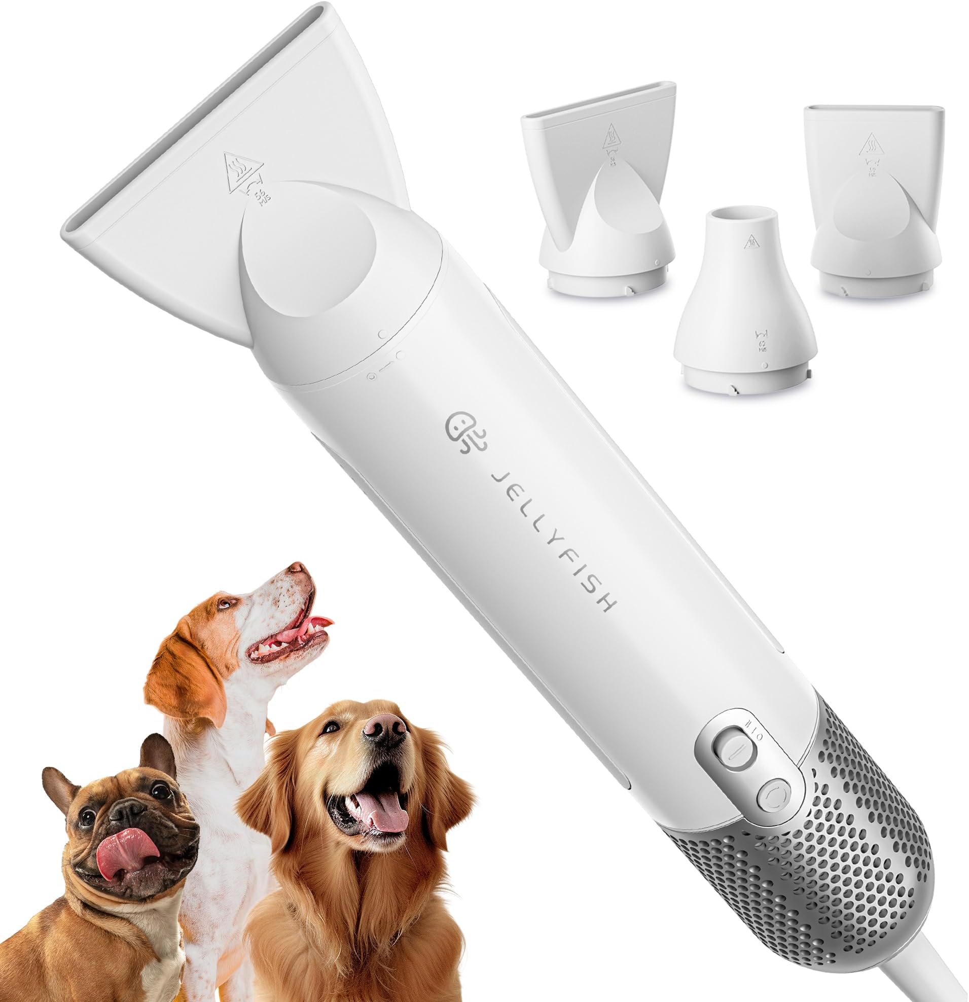 - Jellyfish Handheld Dog Dryer - 1.21lb Lightweight, 2 Speeds, 4 Temp, Portable High Velocity Blow Dryer for Travel & Home