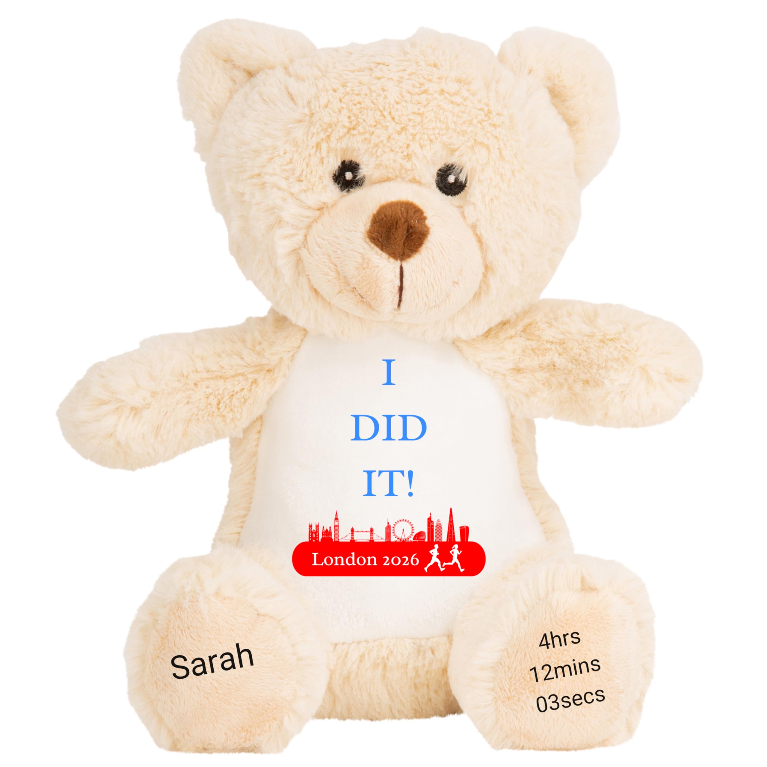 HotScamp Marathon Gift Cuddly Toy - Personalised London 2026 Teddy Marathon? Completed It! Customised Runner Running Finish Medal Congratulations Well Done Run Soft Cuddly Plushie - Brown Teddy — view 17