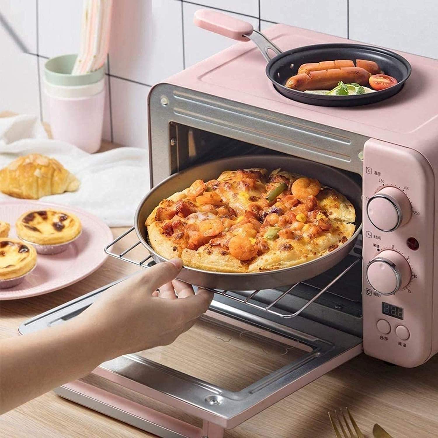 8L máquina de Desayuno hogar Multifuncional Tres en uno Horno eléctrico artefacto Horno eléctrico Mini pequeño automático