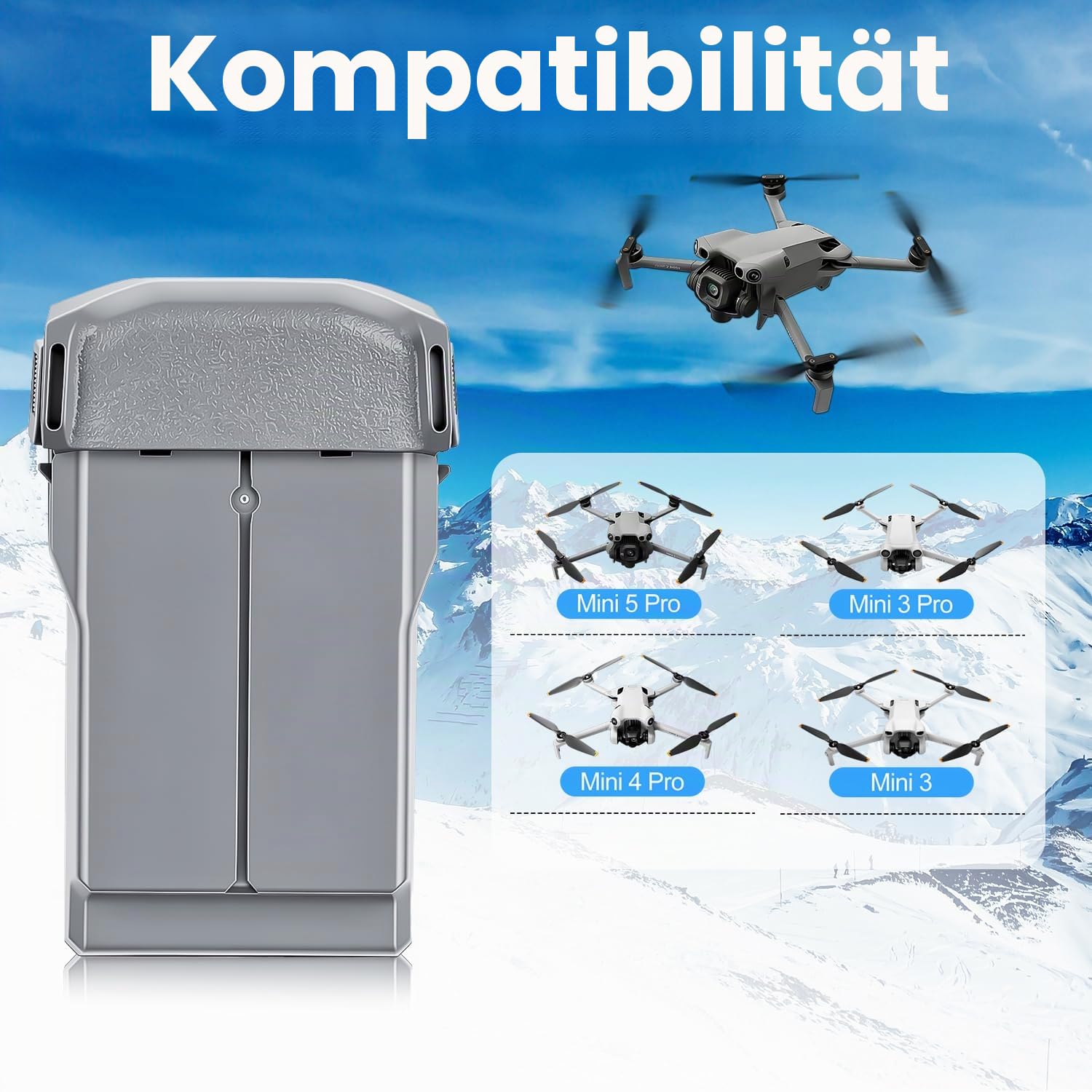 COOLSHOW Intelligent Flight Mini 5 Pro/4 Pro/Mini3 Serie Akku 2er-Pack 5000 mAh Bietet 52 Minuten maximale Flugzeit Kompatibel mit DJI Mini 5 Pro/Mini 4/3/3 Pro Plus