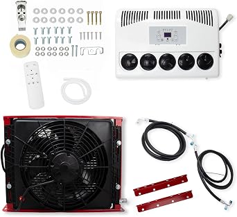 12V Truck Air Conditioner, Split DC 11000BTU Truck Cab Air Conditioner for Semi Trucks Bus Caravan, AC Unit Electric Mini Split Cooling RV Air Conditioners