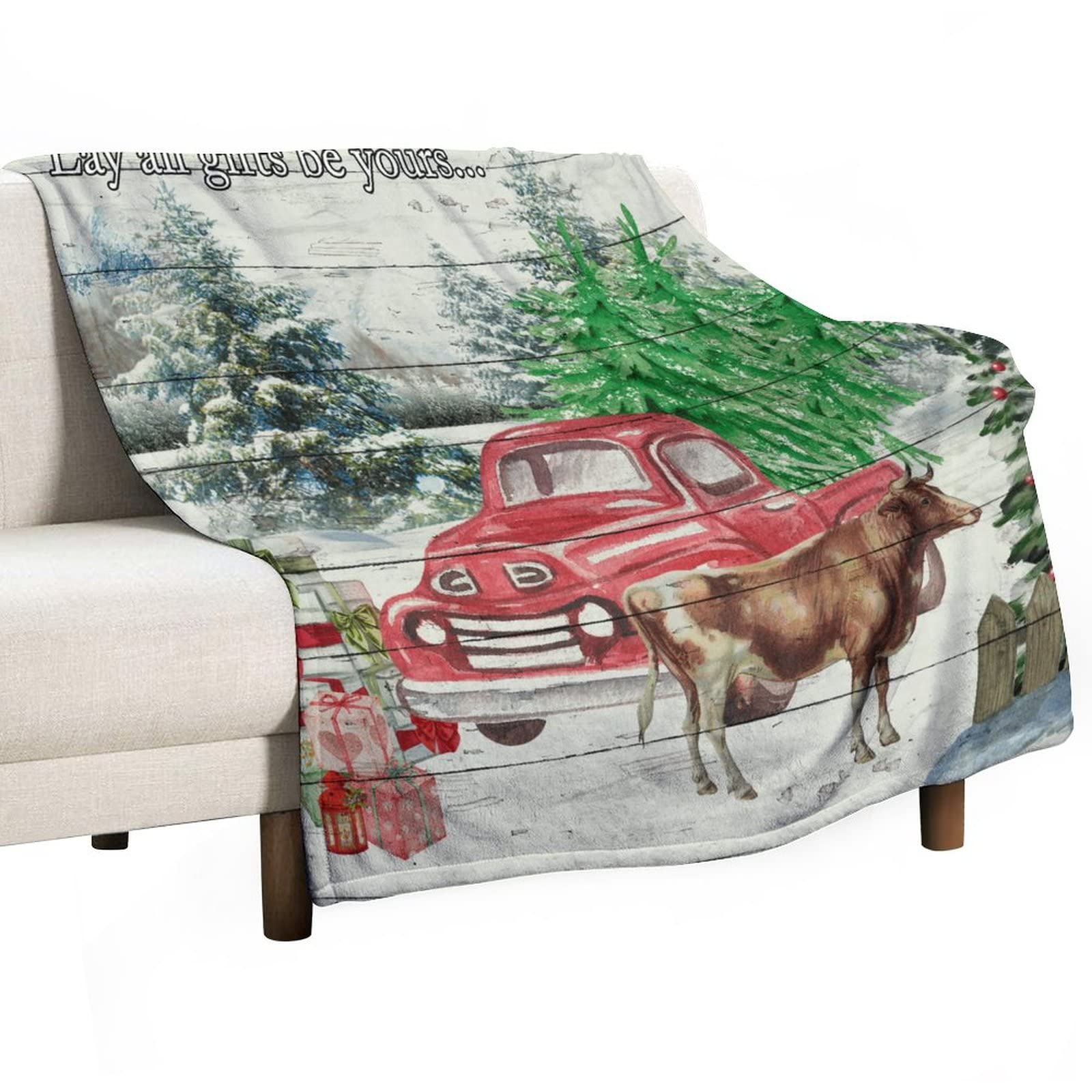 Couverture duveteuse Merry Christmas plaid polaire arbre de Noël 130x150