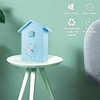 Vista 2 de KEYPOWER - Reloj de pared de cuco, sonidos naturales de pájaros o llamada de cuco, péndulo de reloj con diseño, casa de pájaros, arte de pared