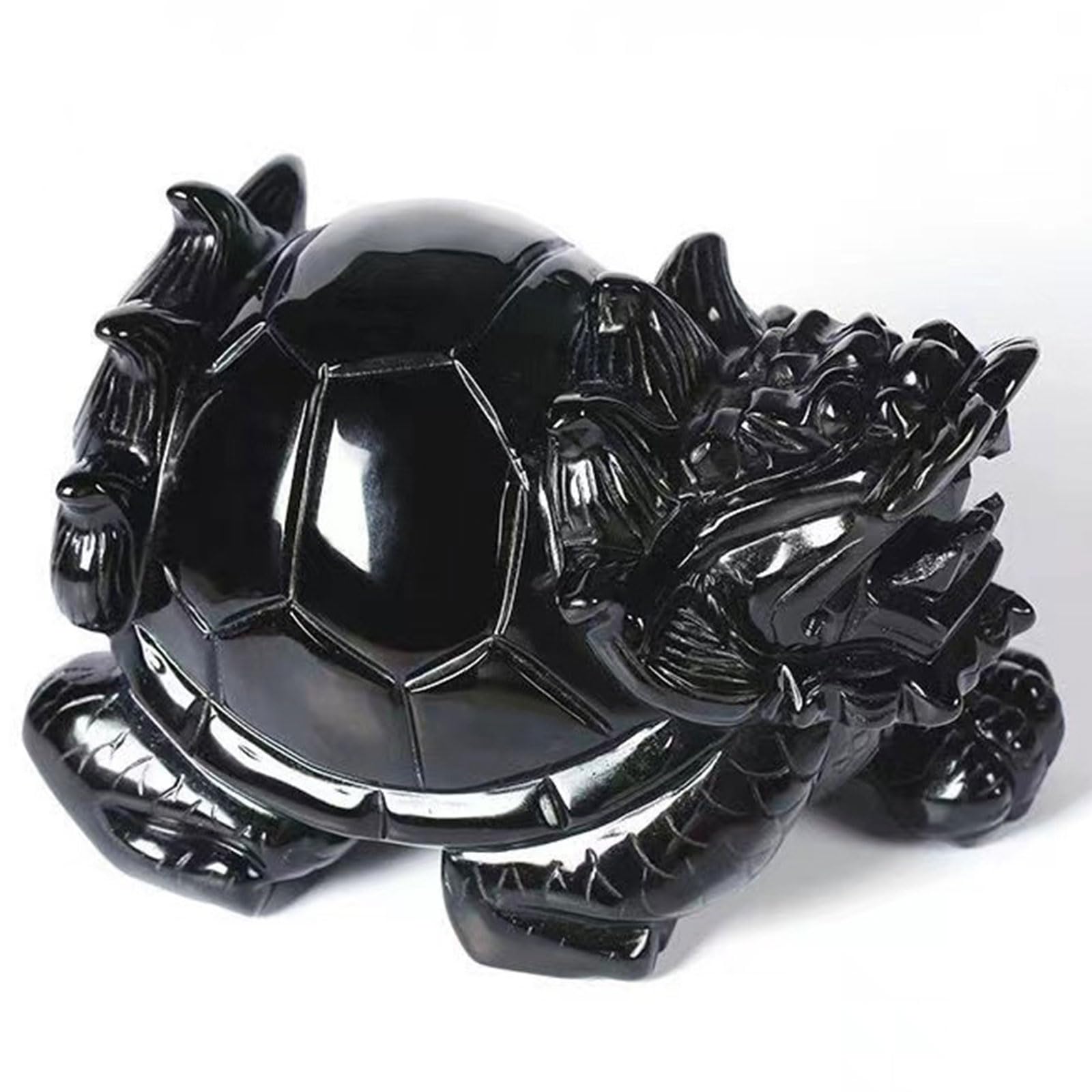 Dragón Tortuga Obsidiana Estatua Riqueza Prosperidad Escultura -