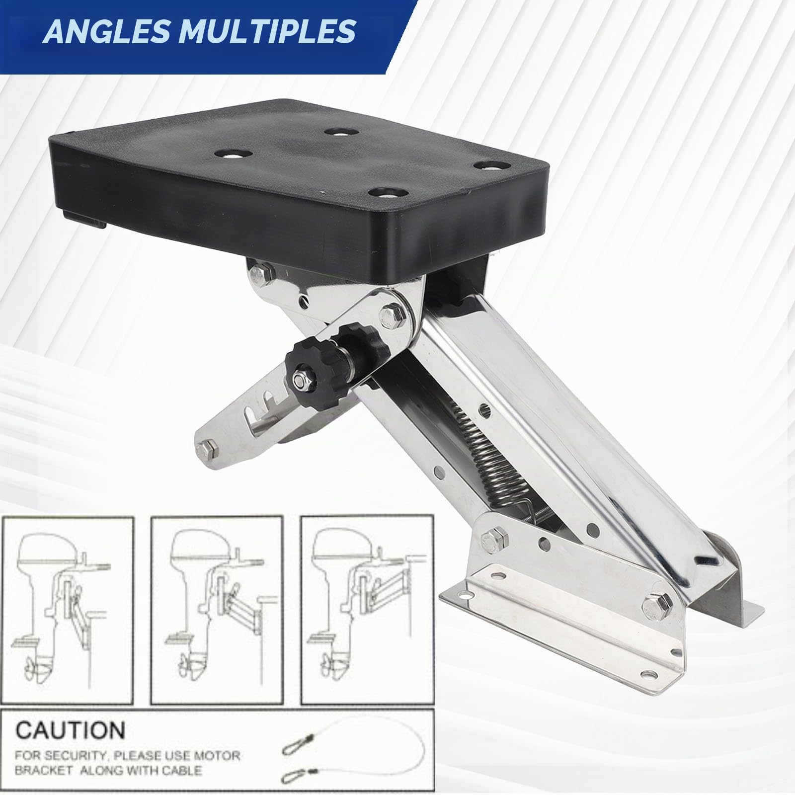 Support de moteur hors-bord 2 temps en acier inoxydable pour moteur hors-bord - Charge maximale : 7,5 CV - 20 HP