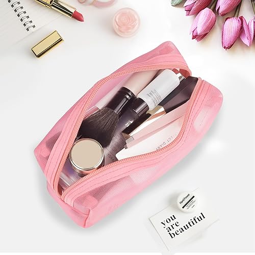 Miniatura 4 de Aosbos Juego de 3 bolsas de malla para cosméticos  Almacenamiento de maquillaje de viajesobre la marcha, bolsa pequeña con cierre de cremallera