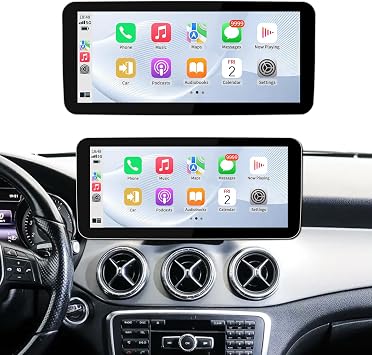 شاشة لمس لاسلكية CarPlay/Android Auto مقاس 12.3 بوصة لمرسيدس بنز A CLA GLA W176/C117/X117/X156 2013-2015 مع نظام Linux NTG4.5/4.7 وجهاز استقبال راديو وبلوتوث وستيريو للسيارة مقاس 12.3 بوصة