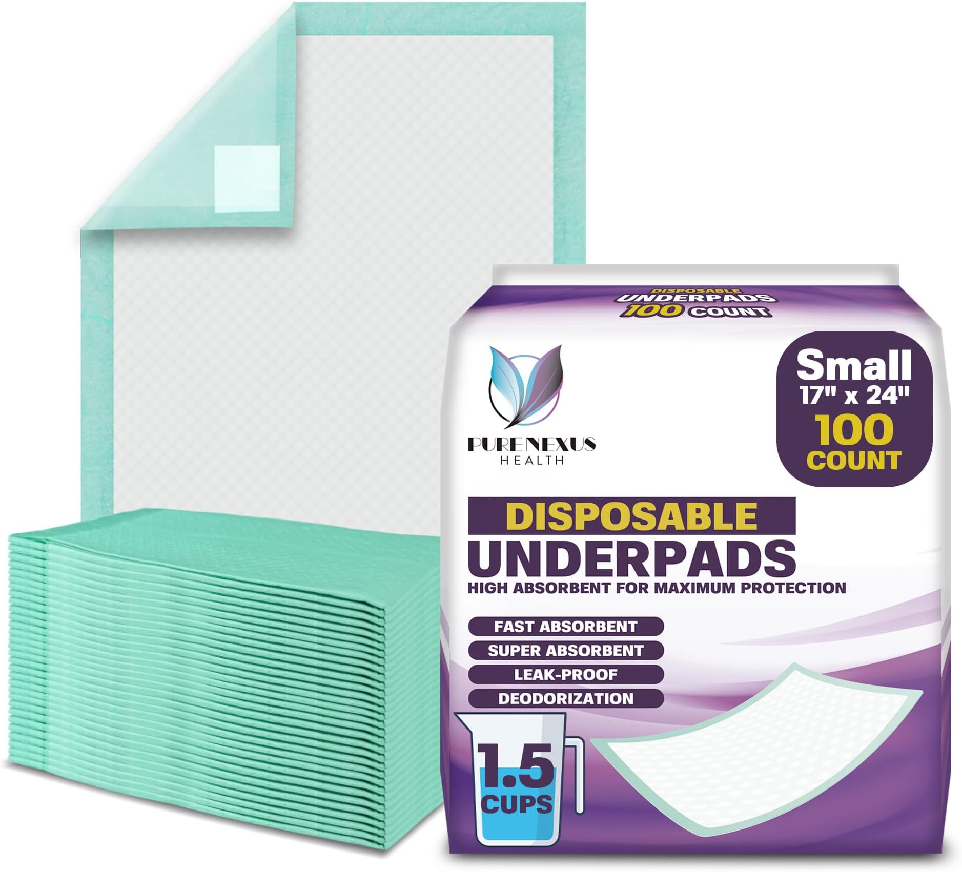 - Disposable Bed Pads for Adults 17 x 24 (100 Count) - Super Absorbent and Waterproof - Incontinence Bed Pads, Chuck Pads, Chux Pads, Changing Pads for Baby, Pee Pads for Kids