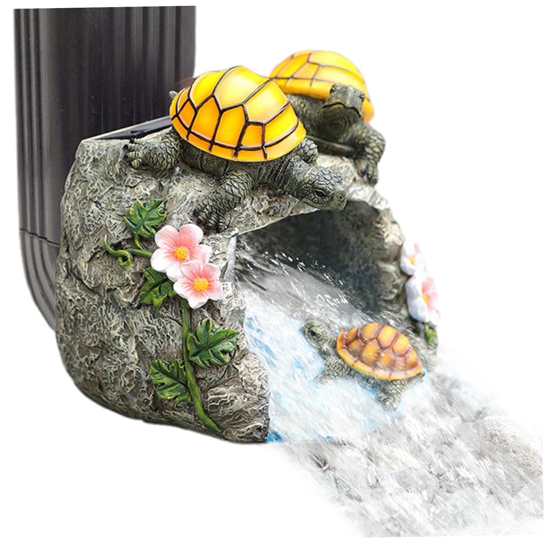 Ginwrek Gutter Downspout Extensions Decorative Resin Decorative Downspout Extensions, Solar Turtle Gutter Splash Block with Light, 6x5.6x6.5 Rain Splash Block