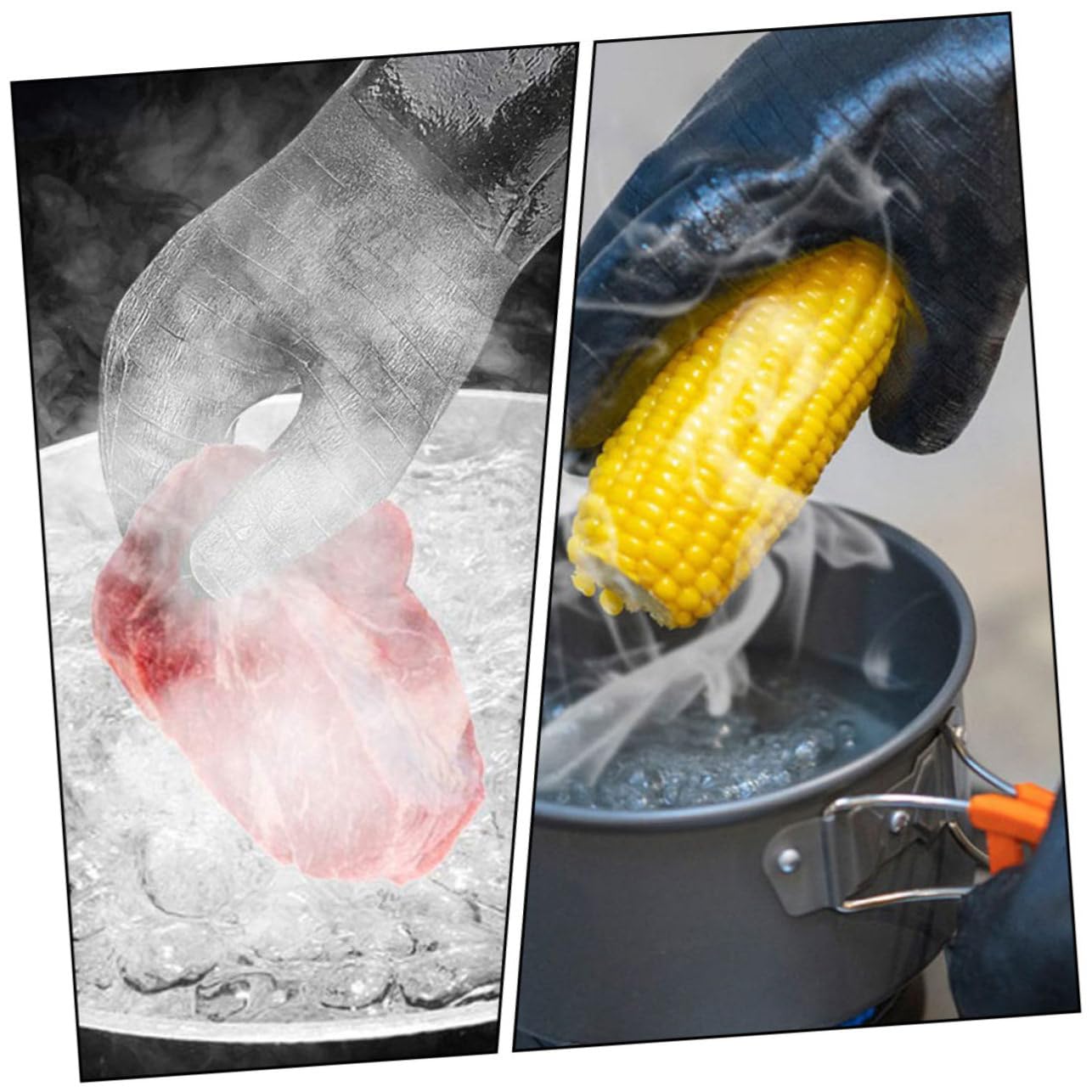 Veemoon Guanti da Forno Protezione Polso Contro Scottature Impermeabili Resistenti al Calore in Neoprene Riutilizzabili Neri per Cucina e Barbecue