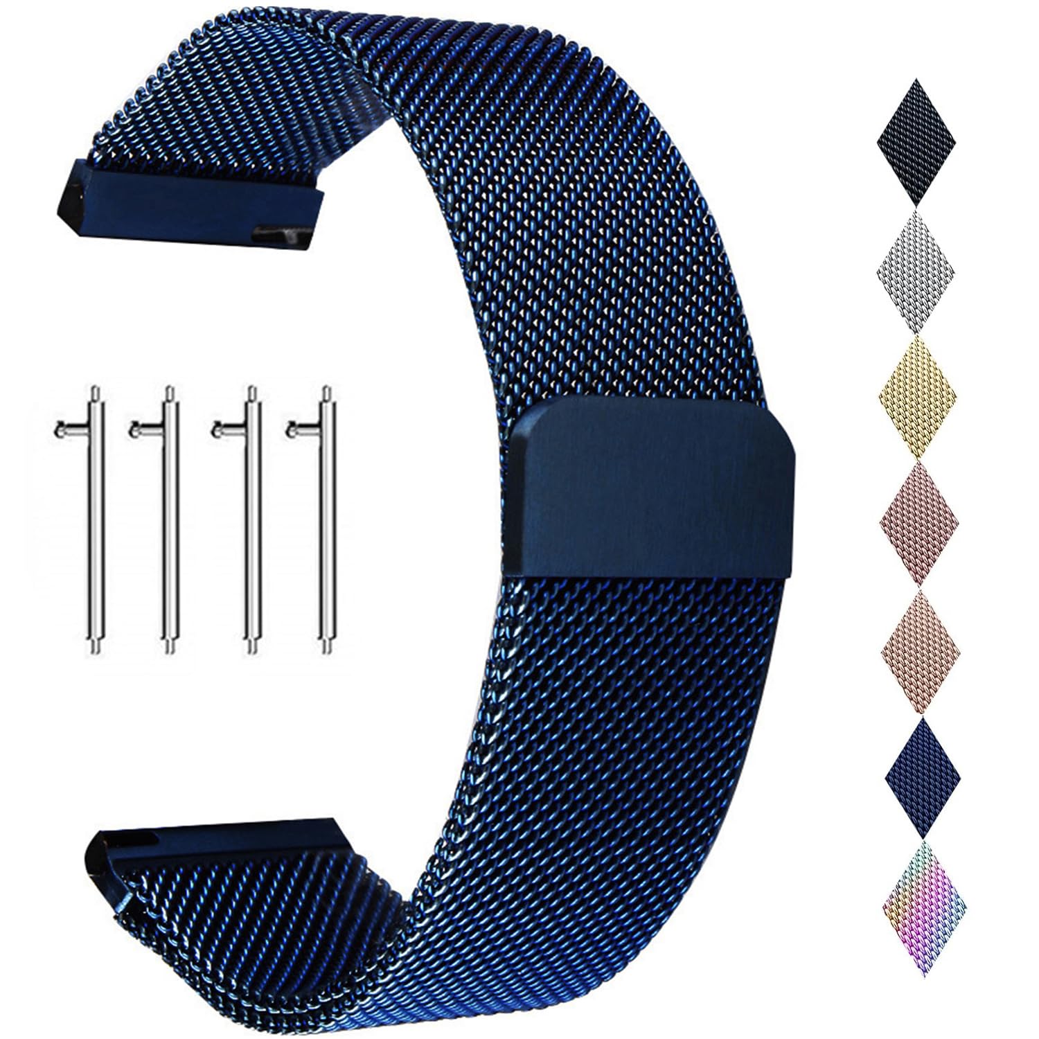 PDSQL Edelstahl Mesh Uhrenarmband, Metall Ersatz Armband Edelstahlarmband mit Magnetverschluss Smartwatch Schnellverschluss Watch Uhren Ersatzband Für Damen Herren
