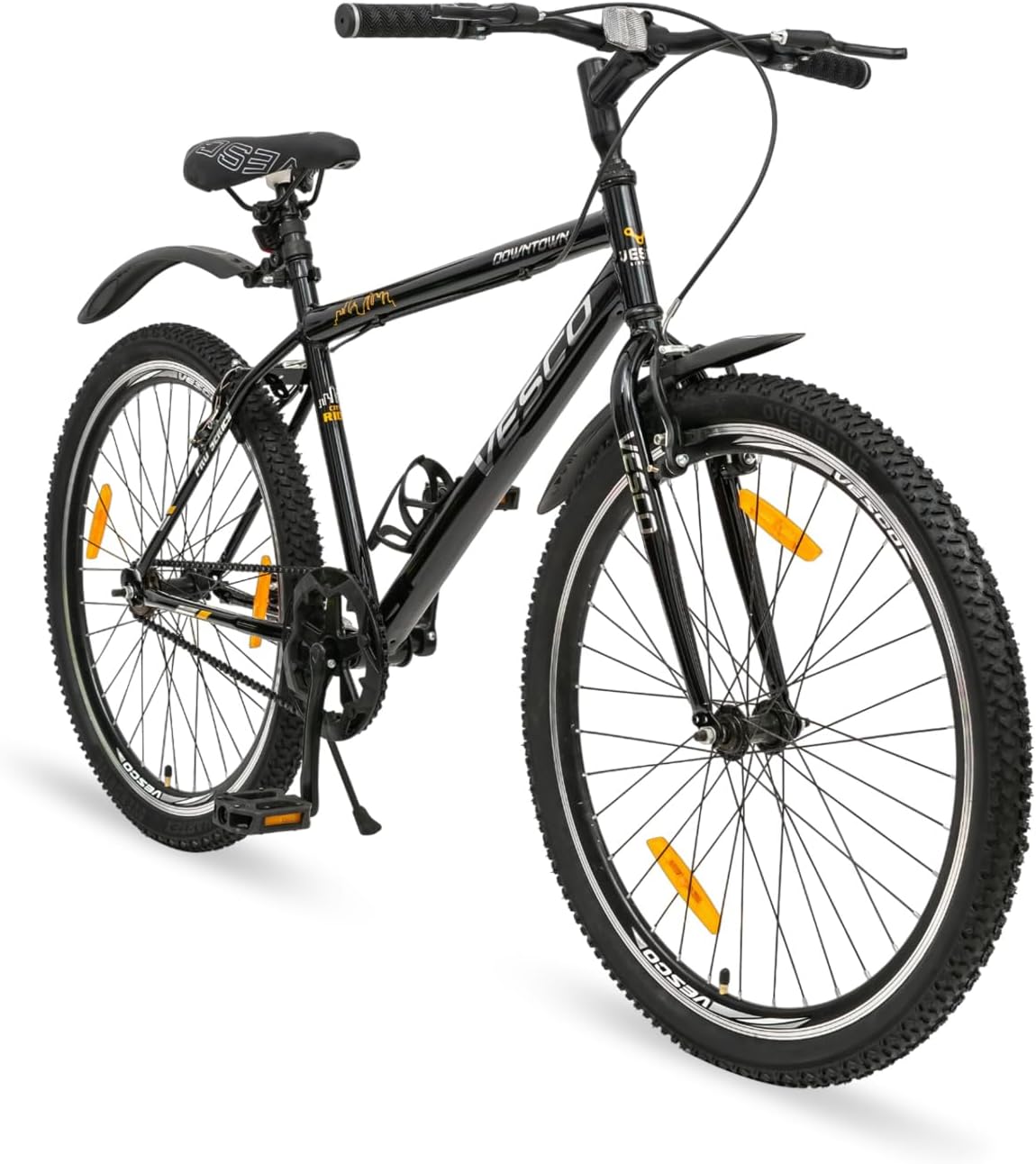 VESCO Downtown 26 T Cycle for Men with Rigid Fork/Single Speed Hybrid Bicycle | Frame 19 Inch | Ideal for 13+ Years Boys and Adult (Black)