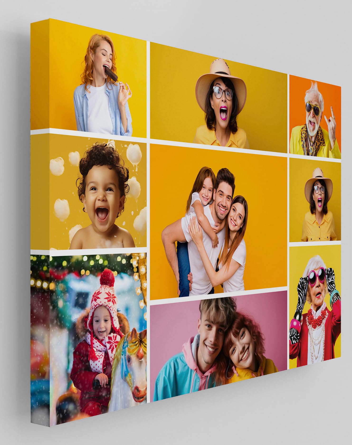 Star Online Personalised Canvas Photo Prints Custom Gallery Framed Family & Pet Birthday Gifts For Men & Home Décor For Living Room (Landscape 9 Photos)