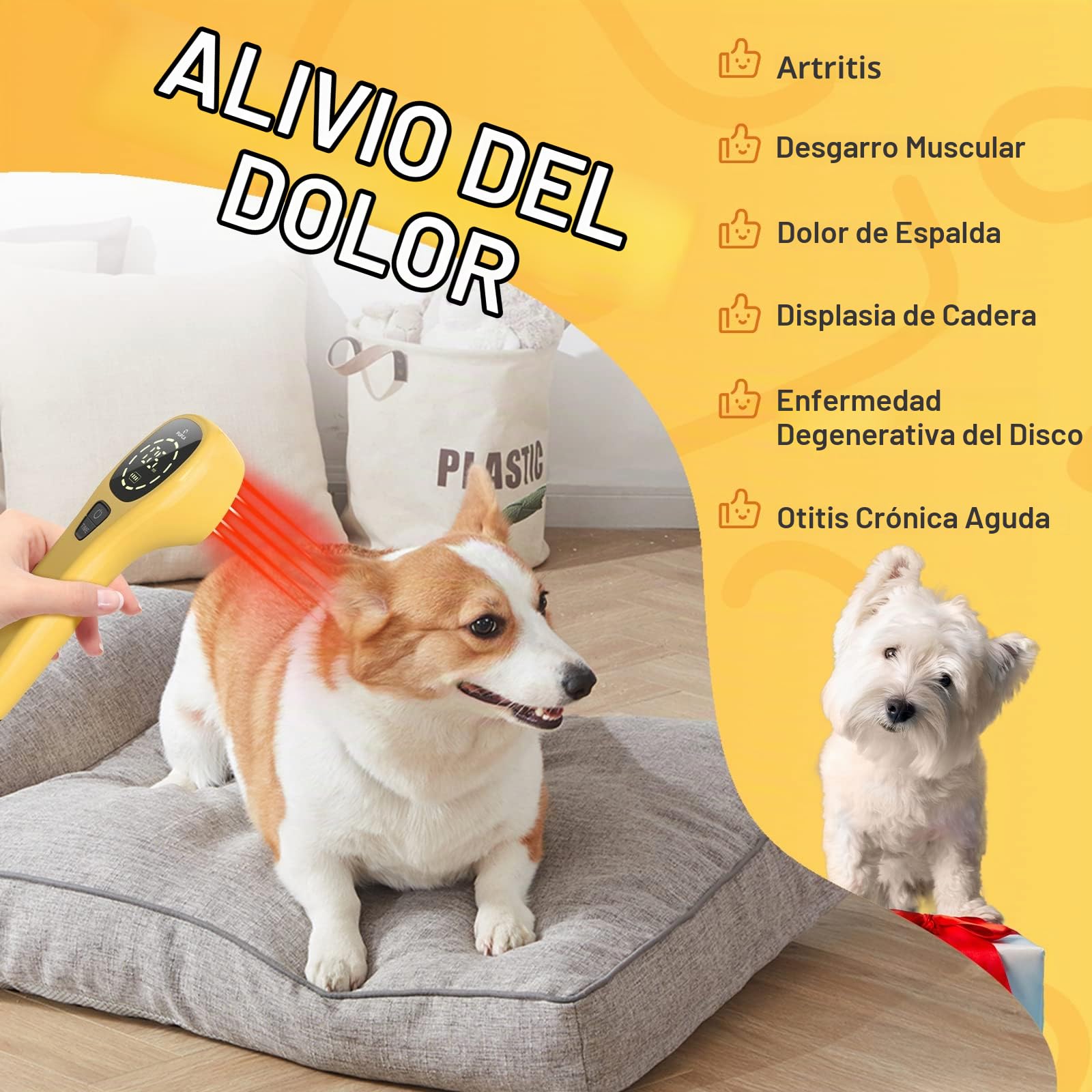 Luz Roja Terapia Fisioterapia para Perros, 660 y 808nm Veterinario Láser Frío para Cuidado de Cadera y Articulaciones, Lampara Infrarrojos para Articulaciones de Fuerza y Alivio del Dolor