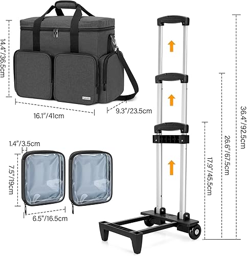 Miniatura 5 de CURMIO Bolsa de mano con ruedas para profesores con compartimento acolchado para laptop de hasta 15.6 pulgadas, bolsa con ruedas para profesores,