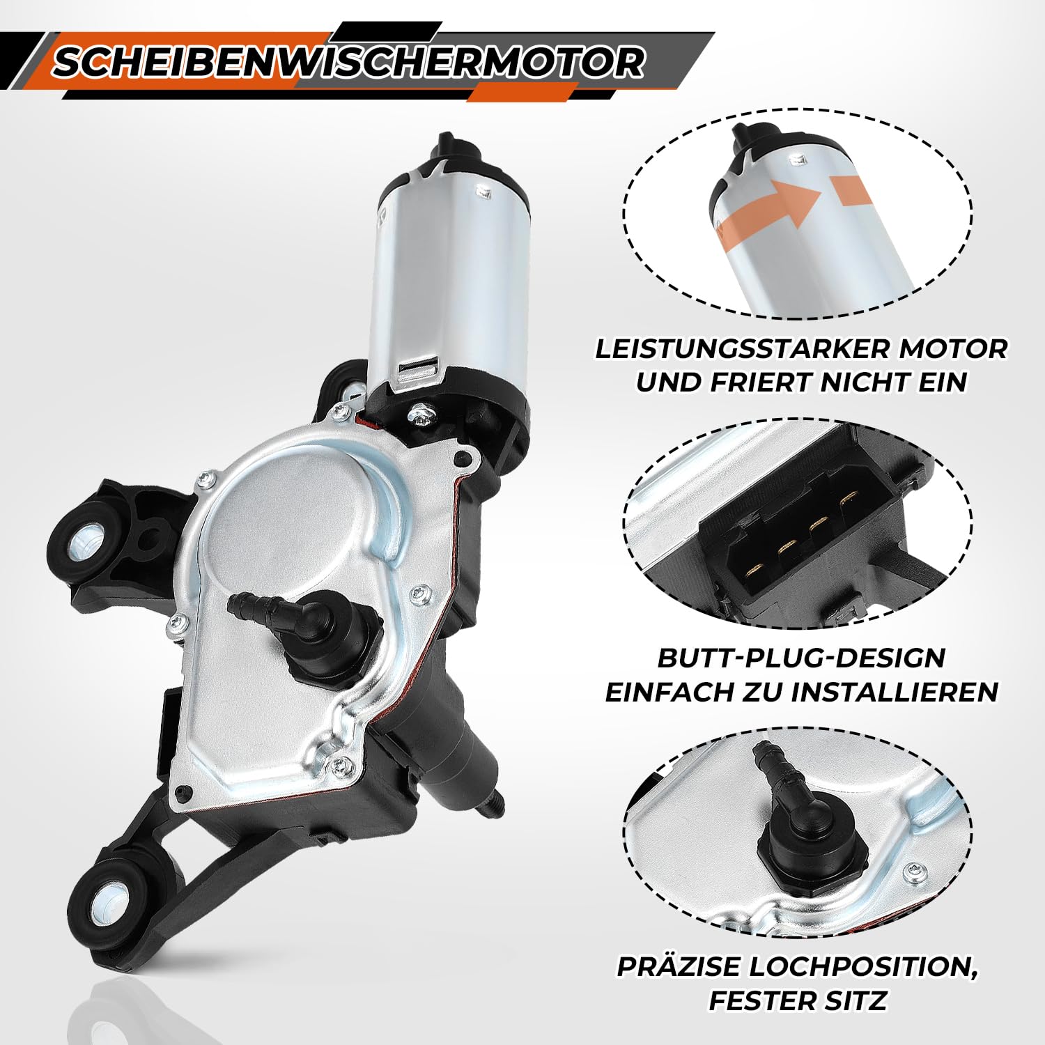 Wischermotor Hinten Scheibenwischermotor Kompatibel mit Audi A3 8P A4 A6 Q5 Q7 Heckscheibenwischermotor 8E9955711A 8E9955711E