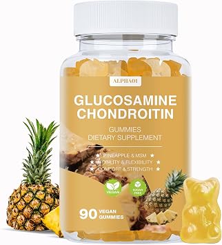 Glucosamine Chondroitin Gummies - 3000MG Extra Strength Joint Support Supplement with MSM & Elderberry, Flexibility, Antioxidant Immune Support Gummy for Adults, Men & Women - 90 Pineapple Gummies