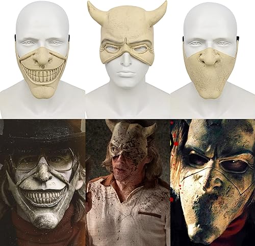 CAFELE Máscara negra para teléfono de película de terror, máscara de miedo de Graber Cosplay Halloween accesorios de disfraz