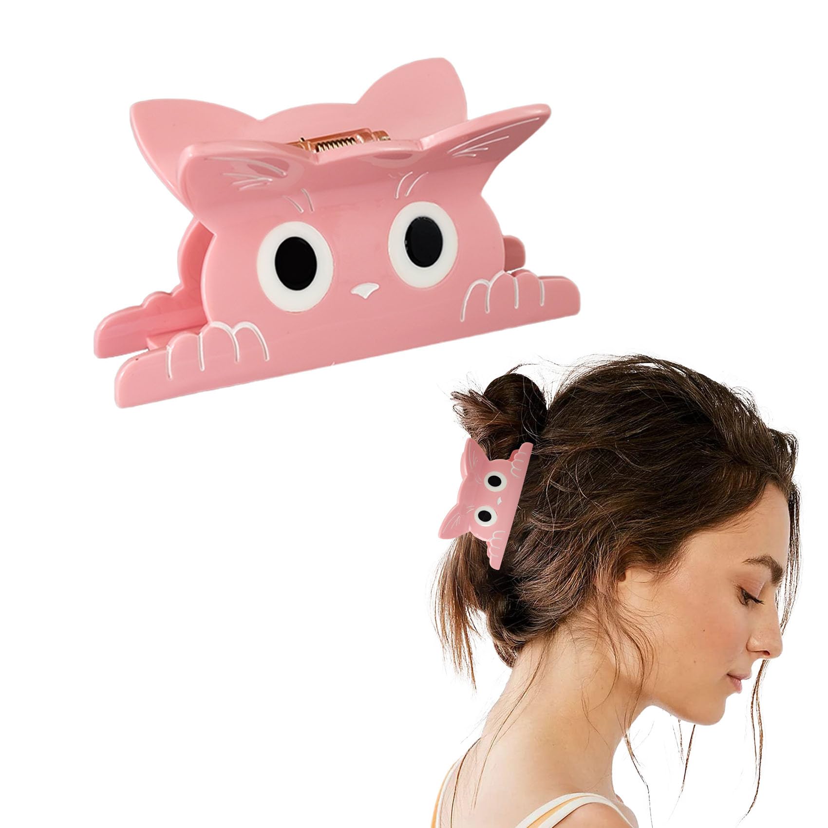 Cute Cat Hair Claw Clips - Kawaii, Funny Cat Style for Girls & Women, Acrylic Medium Clips for Thin Hair, Animal & Fun Fashion Hair Accessories Gift (