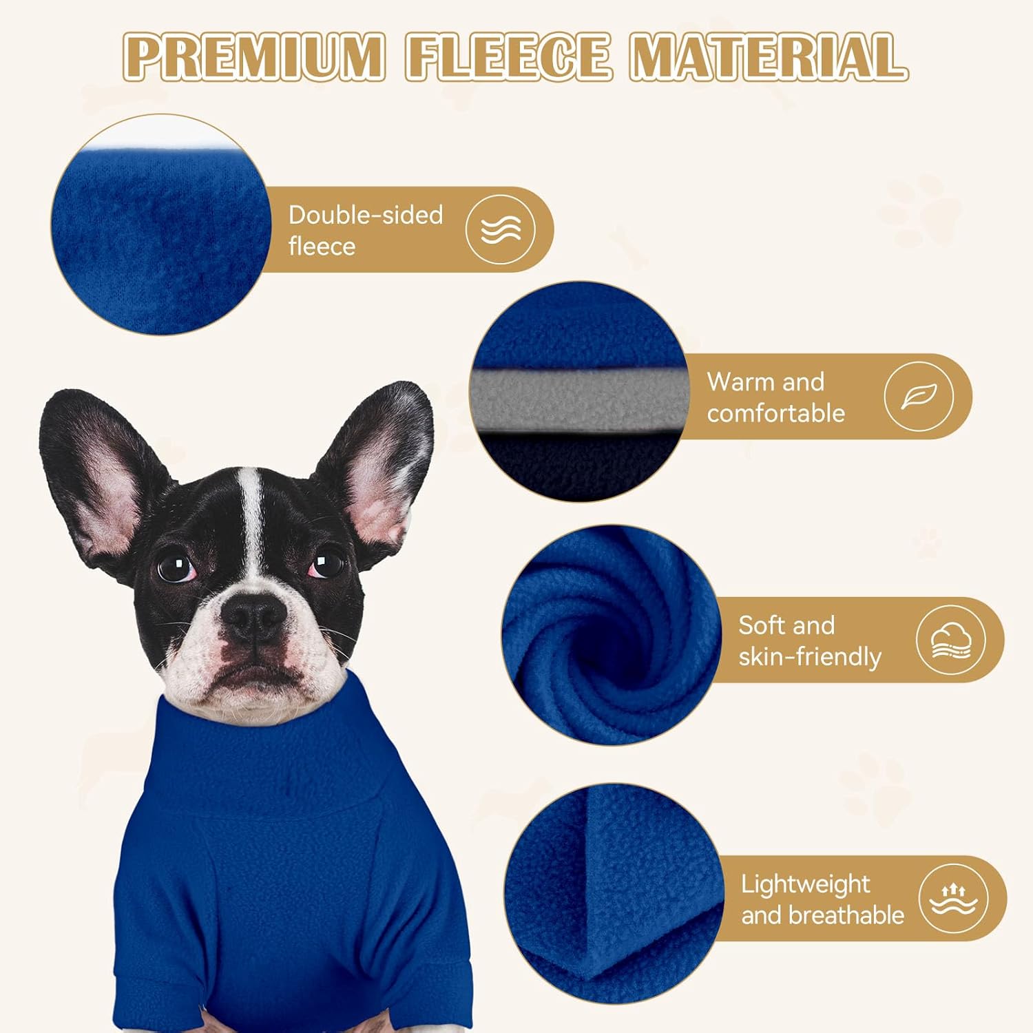 3 Pack Dog Sweaters for Large Dogs, Fleece Dog Sweater Large Pet Clothes Turtleneck Soft Warm Sweatshirt Boy Girl Pet(Gray Royal Blue Navy,L)