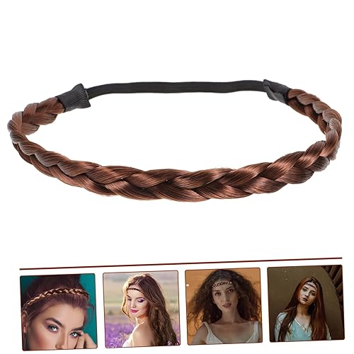 Miniatura 8 de FRCOLOR Trenzas gruesas y anchas trenzadas de cabello sintético trenzado elástico para mujer, diadema trenzada para mujer, diadema ancha y gruesa,
