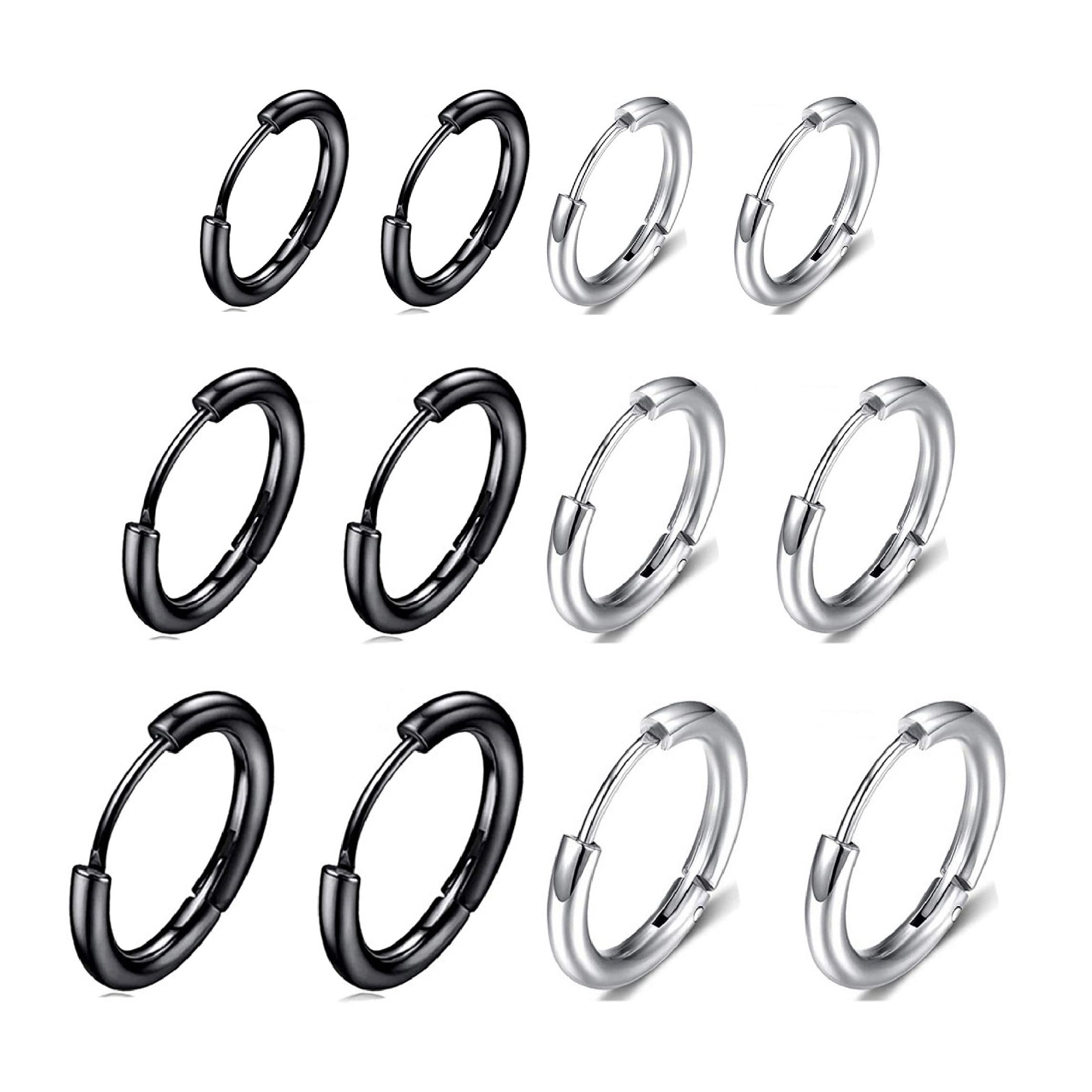 SULIUDAJI 6 Pares de Pendientes de Aro de Cartílago Pendientes de Aro Pequeños de Acero Inoxidable Anillos de Labio Nariz,Pendientes de Aro de Acero Inoxidable Anillos de Labios Nariz Pendientes de Aro Pequeños