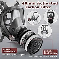 Vista 11 de Full face Respirator Mask - Gas Masks Survival Nuclear and Chemical with Activated Carbon Filter for Chemical Dust