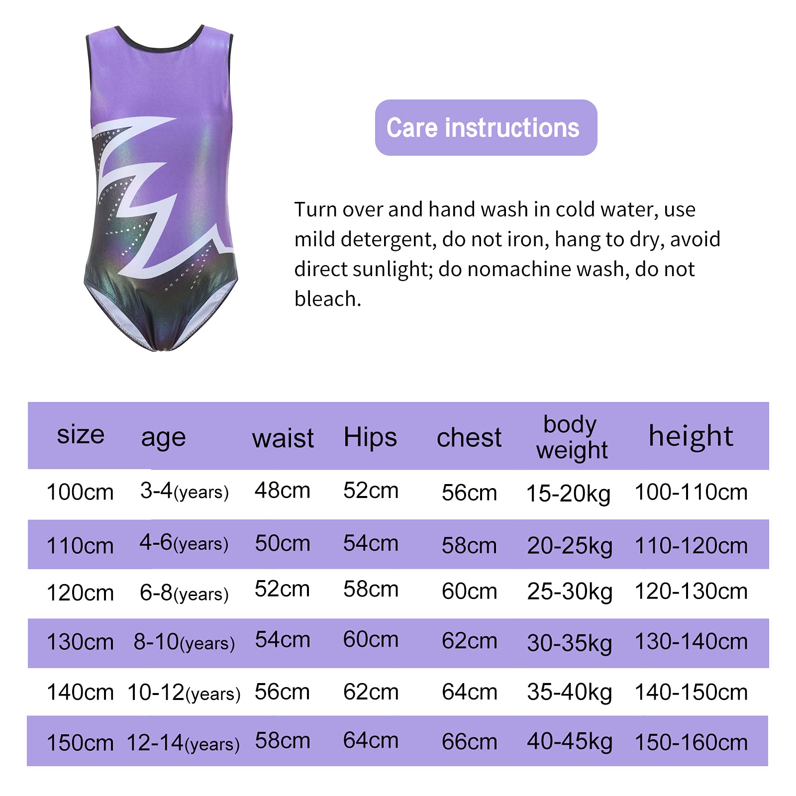 Bezioner Ragazze Ginnastica Leotards Body Danza Claasica Balletto Ginnastica Artistica per Bambina Senza Maniche/Manica Lunga per Bambini di 3-14 Anni