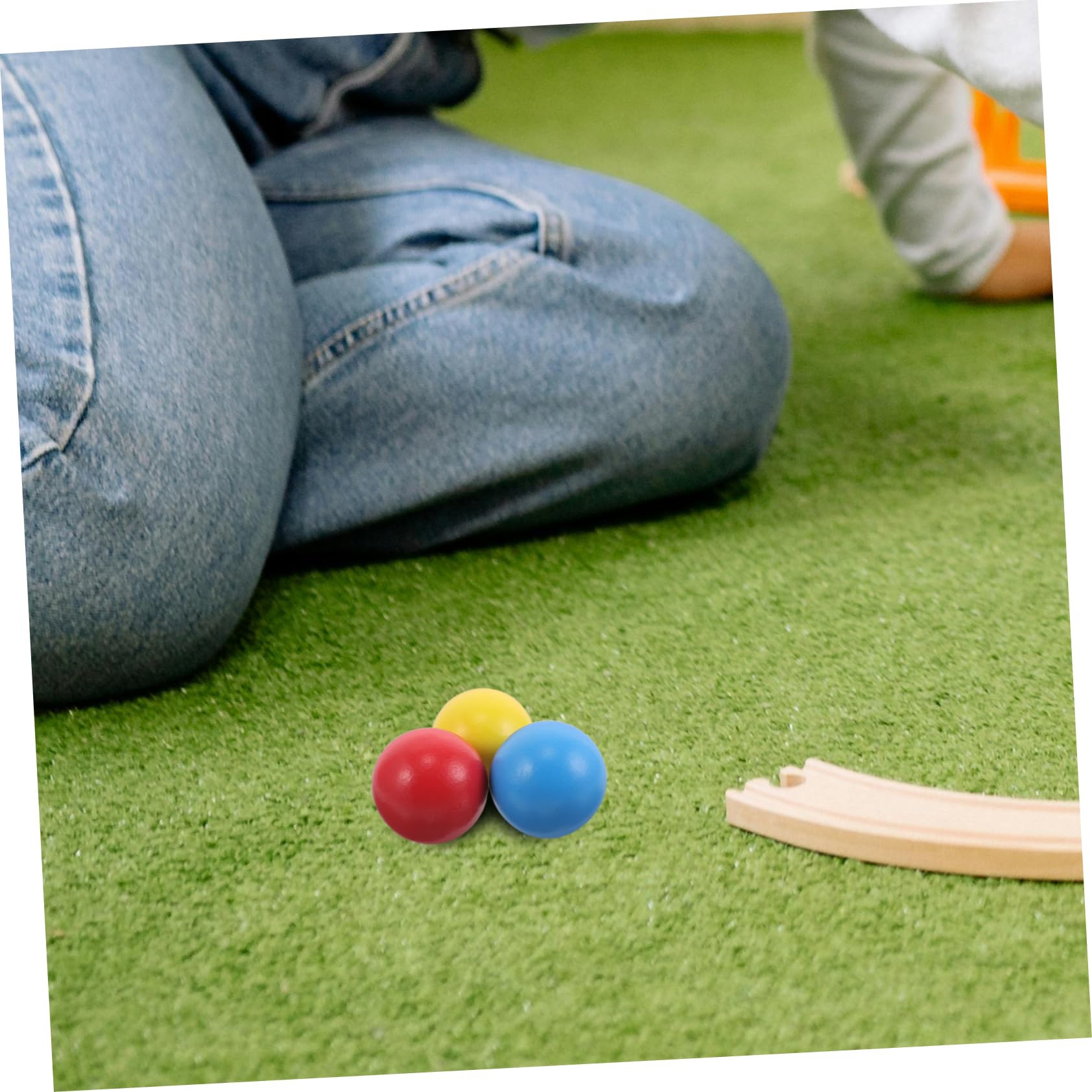 DECHOUS Lot De 3 Boules De Croquet en Bois Coloré pour Enfants Jeu De Pelouse Extérieur