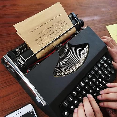 Miniatura 2 de 2 piezas máquina de escribir vintage, máquina de escribir manual retro de estilo antiguo con estuche de transporte y botones flexibles portátiles,