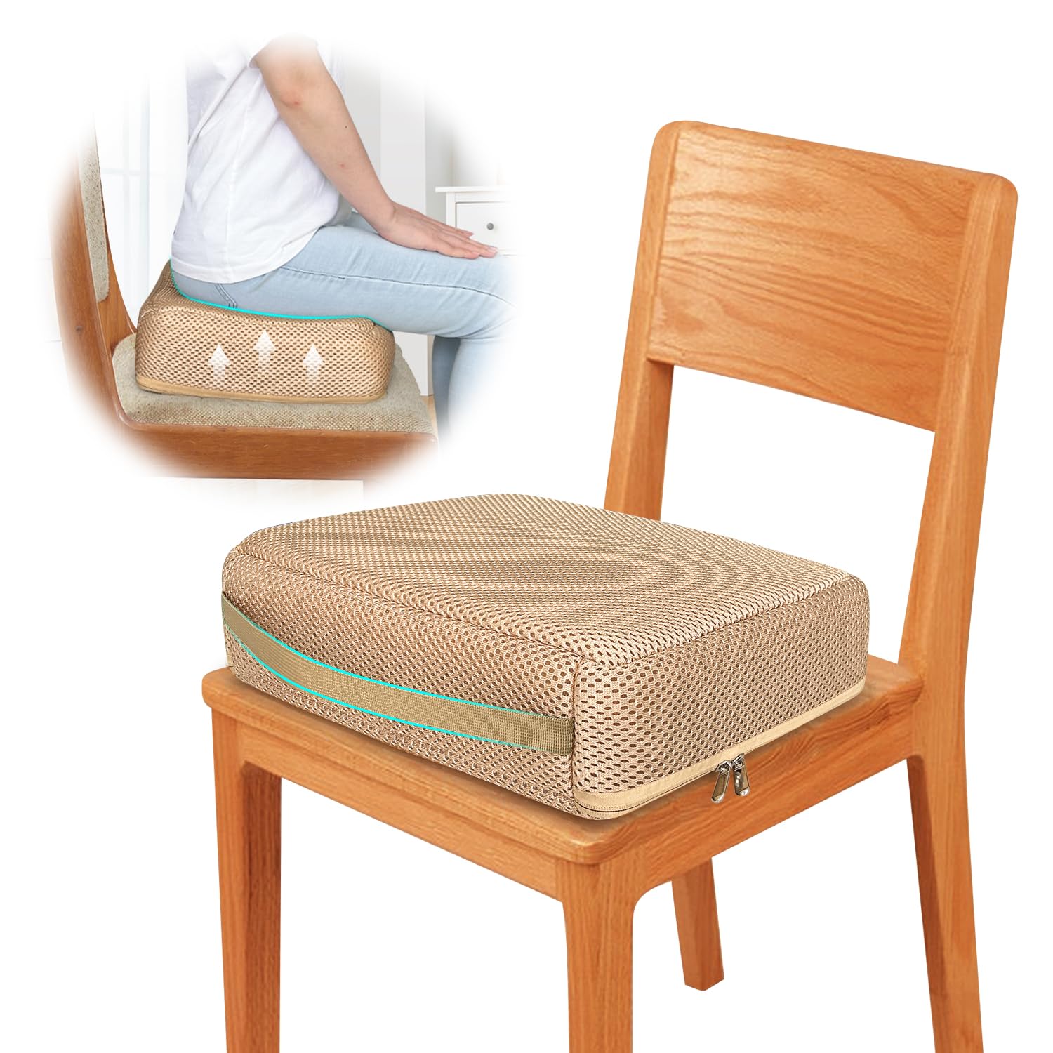 ECISZ Seat and Chair Cushion, Extra Thick Seat Cushion for Wheelchair, Easy Rise for Elderly, Thick Square Foam Kitchen Chair Pad, Wheelchair Foam for