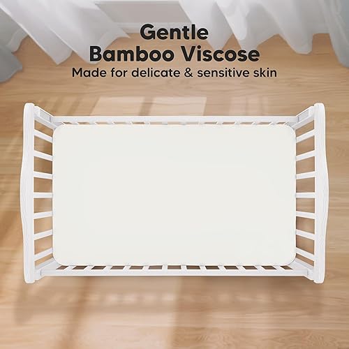 Miniatura 2 de Paquete de 2 sábanas de viscosa de bambú para cuna para niños y niñas, sábana bajera ajustable, sábanas orgánicas para cuna de bebé, sábana de