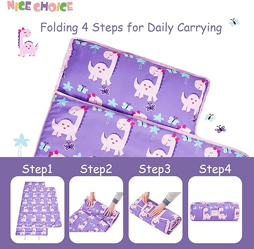 Miniatura 3 de Colchoneta para siesta para niños pequeños con almohada y manta, alfombrillas enrolladas extra grandes, bolsas de dormir para niños y niñas, saco de