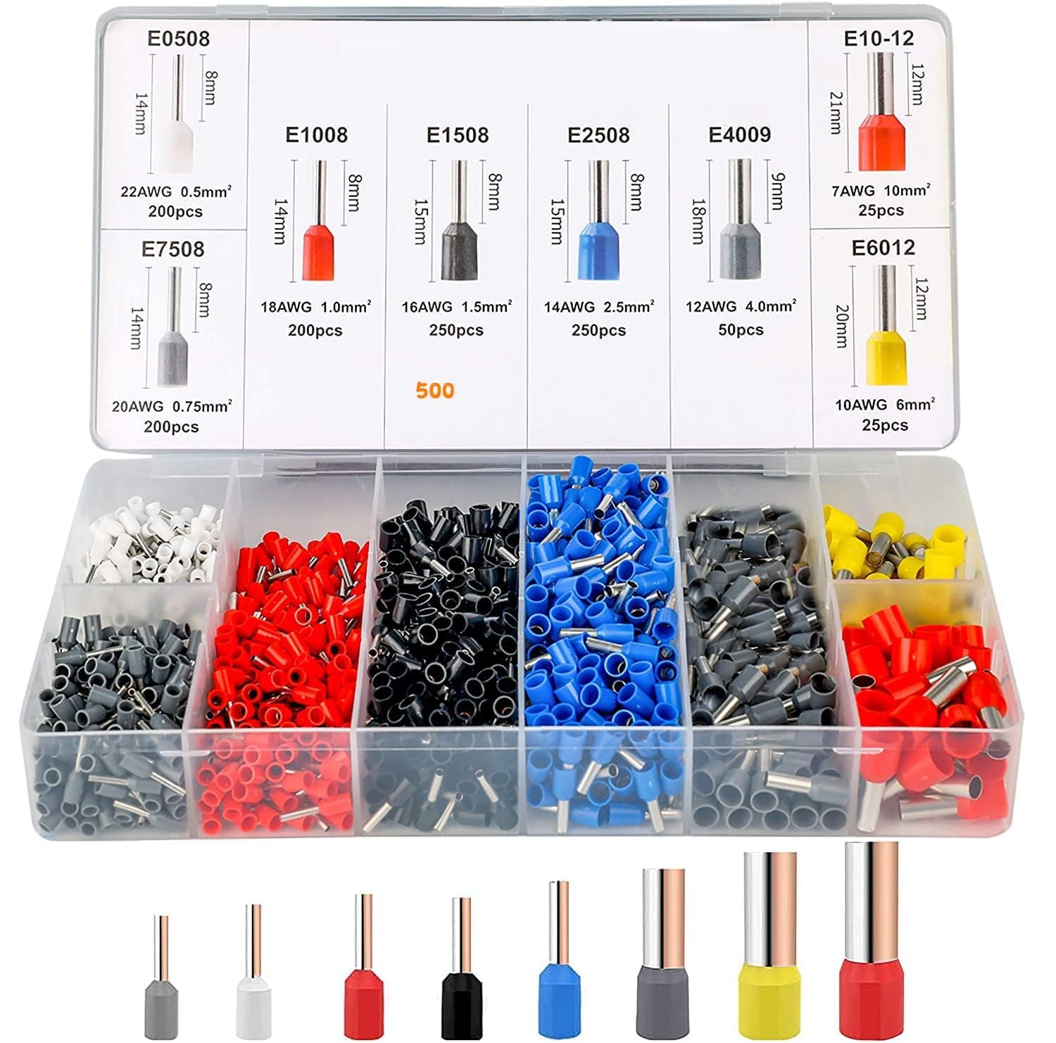 1200-pcs wire ferrule crimp connector assortment kit, insulated copper ferrules for secure electrical connections, crimping ferrules for electrical wiring, wire jointer kit (Multicolor)-picture-13