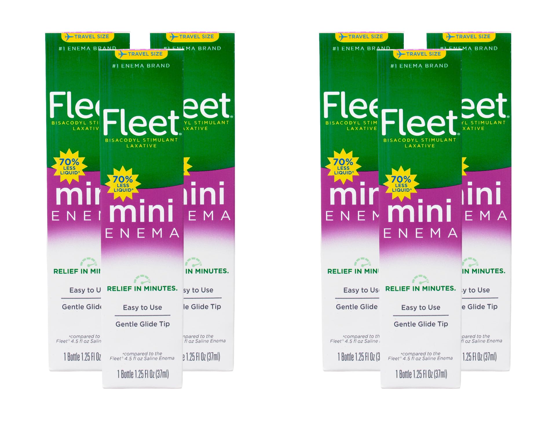 Fleet Laxative Bisacodyl Enema for Adult Constipation | 1.25 Fl Oz | Pack of 6