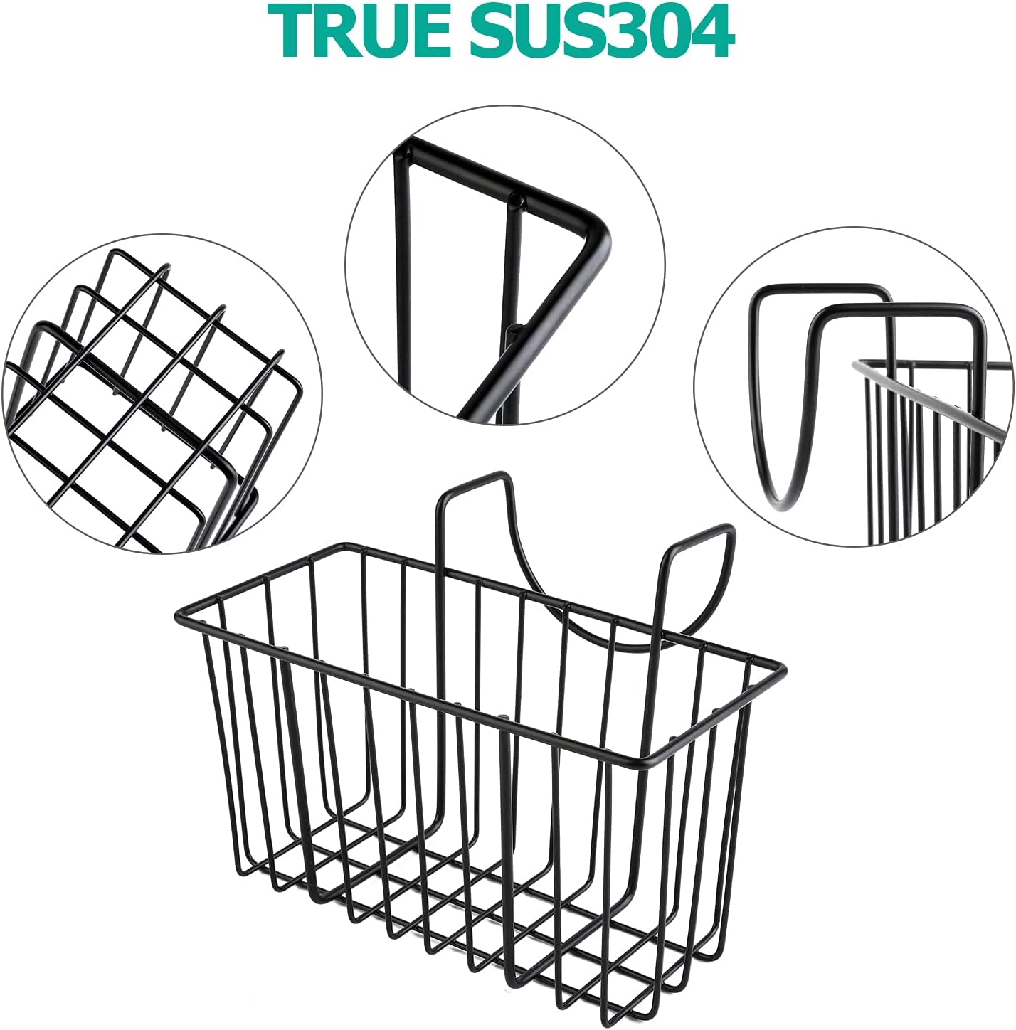 Kitchen Sponge Holder for Sink Kitchen Sink Basket Sink Caddy Brush Dishwashing Liquid Drainer Rack Black, Medium (7.5"x 3.5"x 4.1")