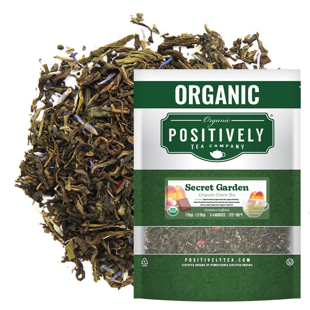 Organic Positively Tea Company, Secret Garden, Green Tea, Loose Leaf, 16 Ounce