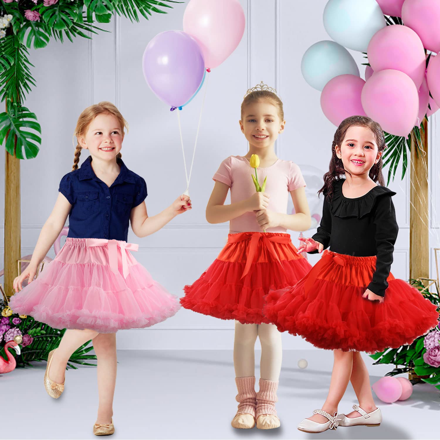 discoball Mädchen Rock Tulle Ballett Tutu überlagert Rüsche Tröckchen Tanz Tüllrock Petticoat Kostüme