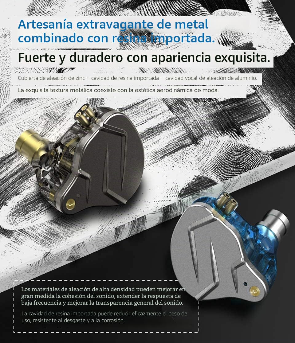 KZ ZSN Pro 1BA 1DD - Auriculares intraurales de Doble Controlador, HiFi de Graves potentes y Alta claridad con Cable Desmontable para músico audiófilo