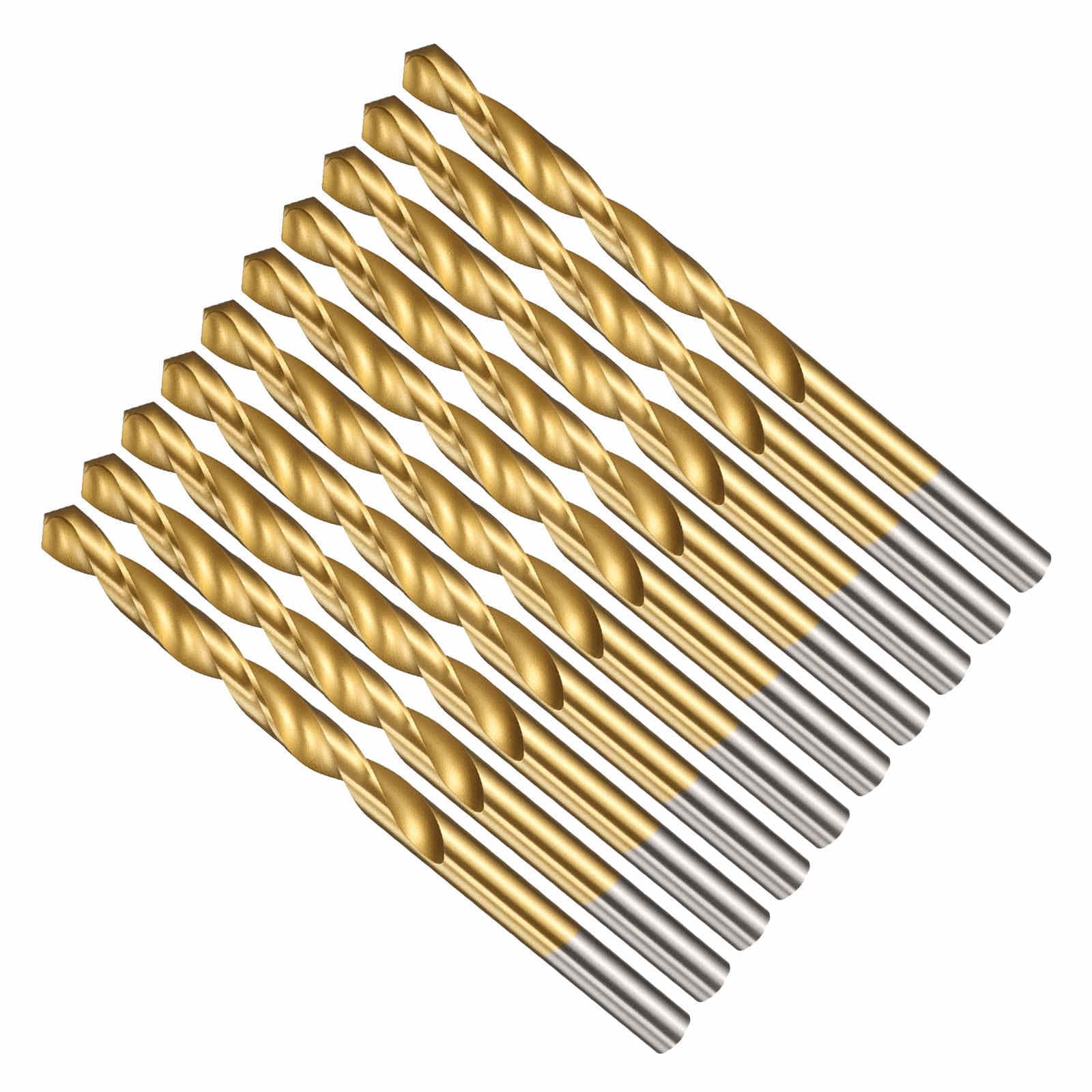 CoCud 6.4mm Drill Bit, 1/4" Cutting Diameter, 4241 HSS TiN Coated 118° Cutting Angle Versatile Jobber Bits