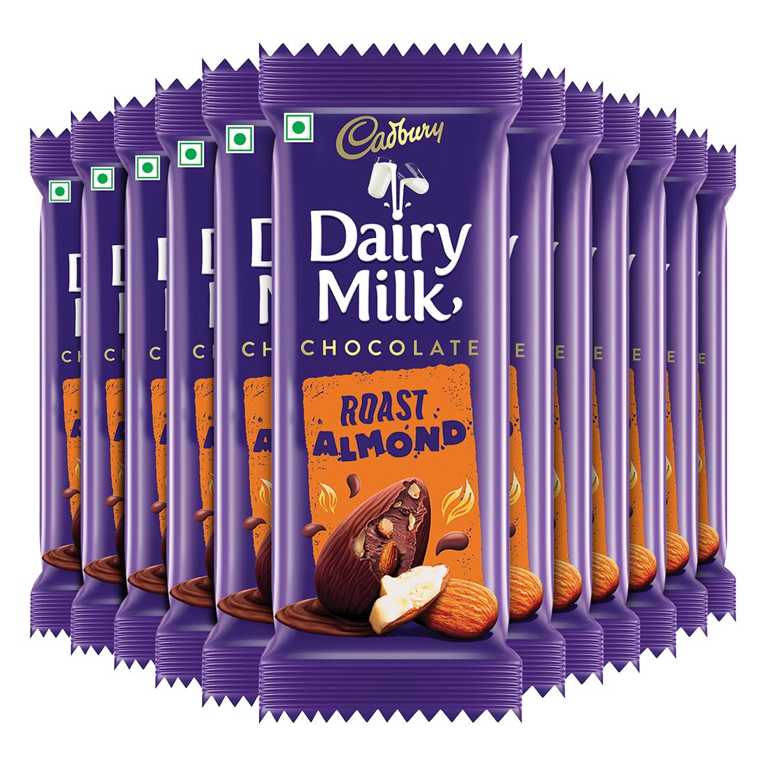 Dairy Milk Roast Almond Chocolate Bar,36 G (Pack Of 12),432 Gram