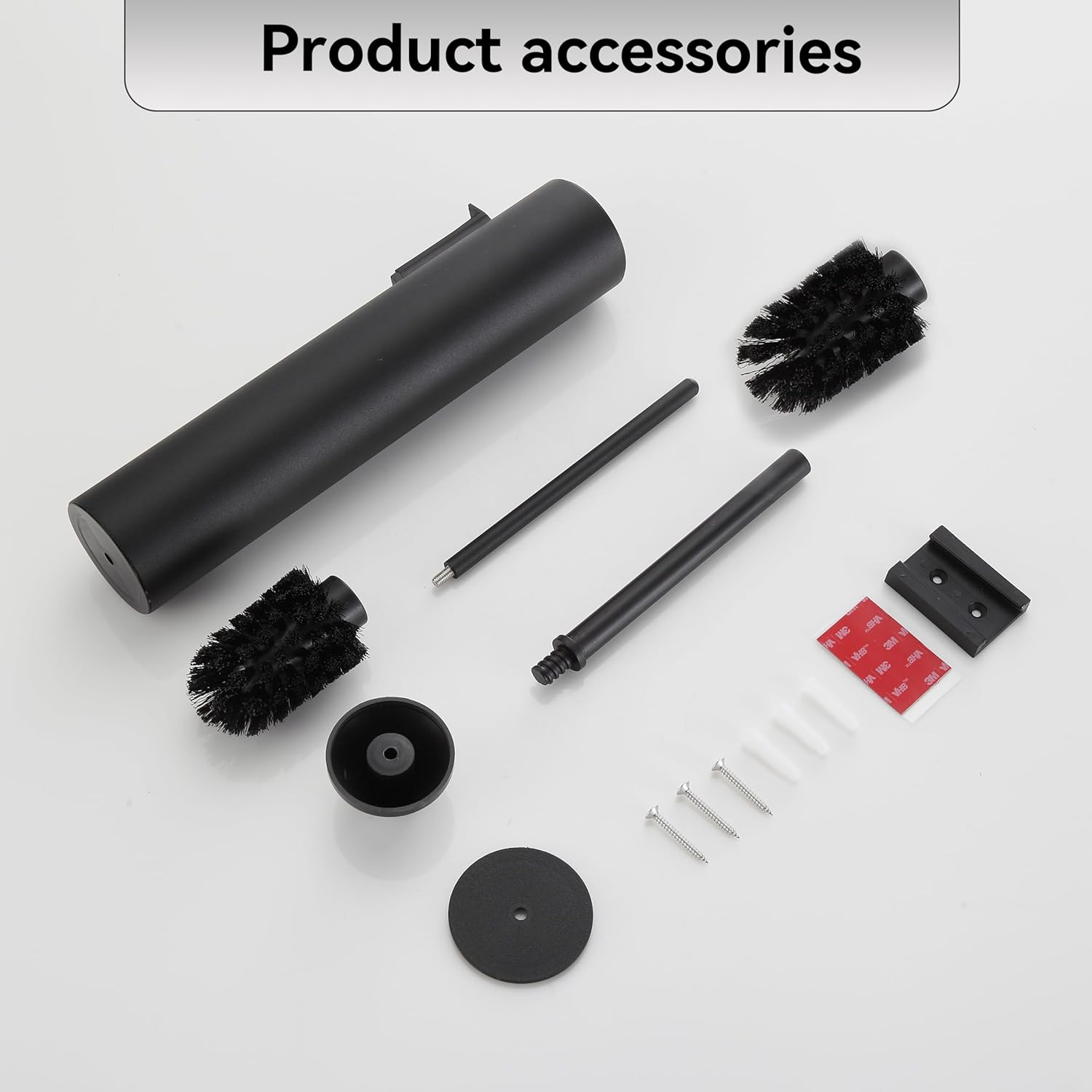 Wall Mounted Matte BlackToilet Brush with Holder,Durable Cleaning Toilet Bowl Brushes with Holders