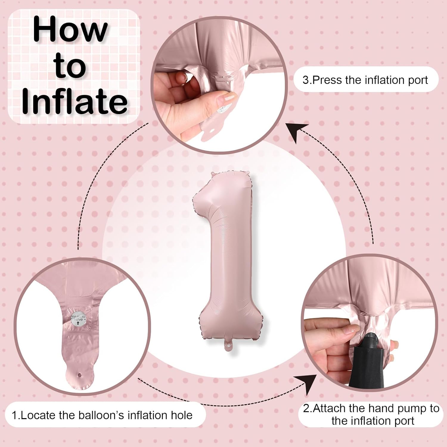 Big Number 1 Balloons, Dusty Light Pink Foil 1 Balloon Numbers 40 Inch, Giant 1st Birthday Party Decor, Baby Blush Pink Mylar Helium One Balloon for Girls Baby Shower Anniversary Decorations - Image 8