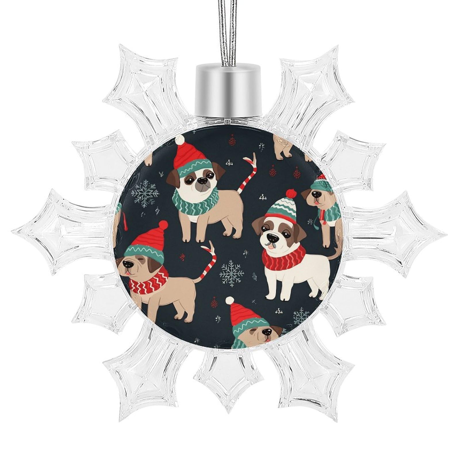Merry Christmas Dog Snowflake Ornaments Cute Snowflake Pendant Exquisite Christmas Tree Ornaments for Christmas Weddings New Year Birthday Holiday Celebration