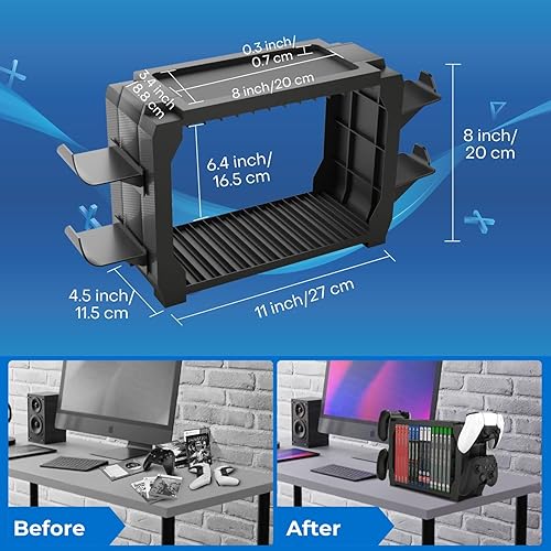 Miniatura 4 de TNP Games Storage Tower (Up to 15 CD Disc) For PS5 Game Disk Rack and Controller Stand Holder For Xbox Series XNintendo SwitchPS4 Controller Stand