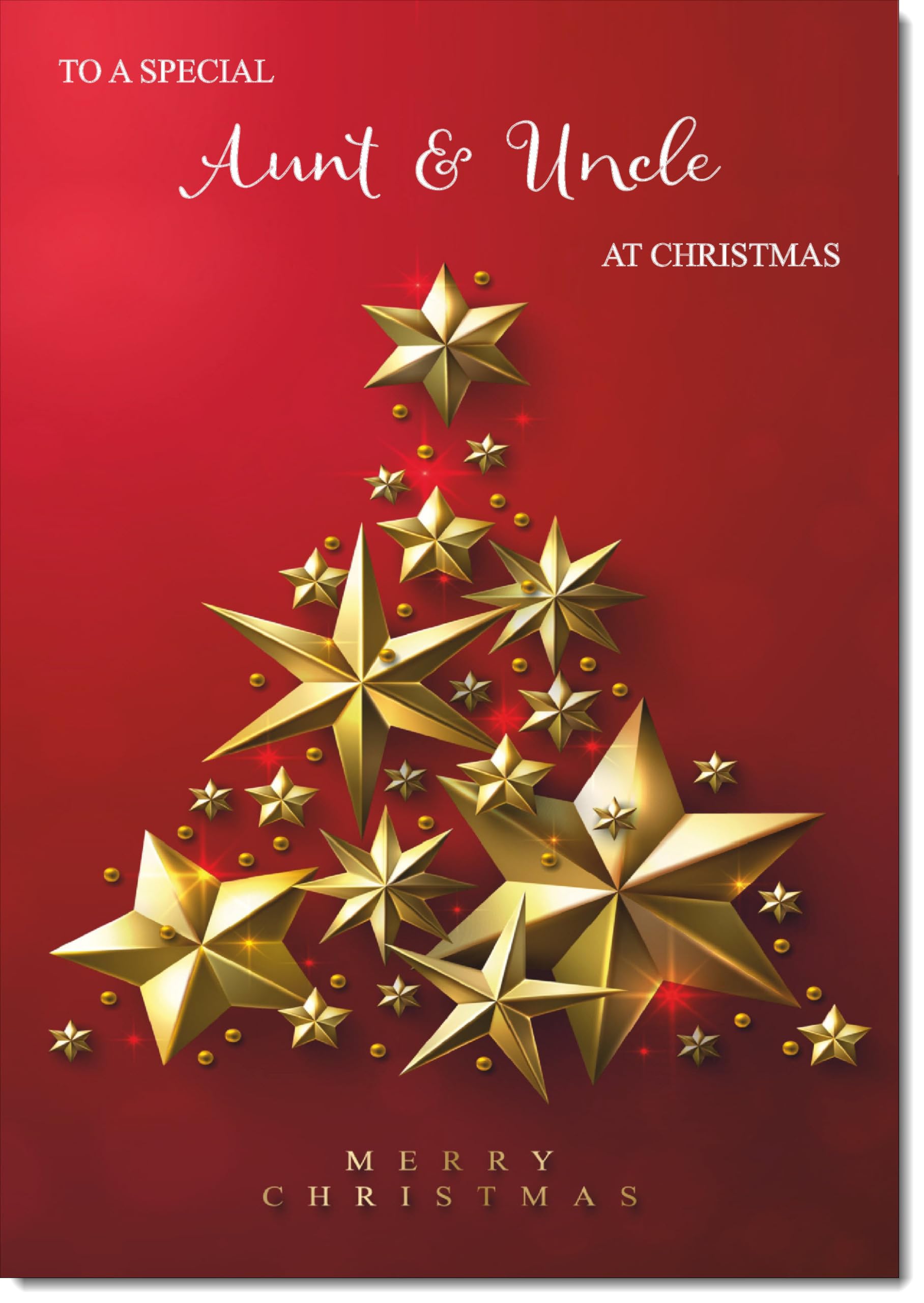 doodlecards Aunt and Uncle Christmas Card Gold Star Christmas Tree Large A4 Size Christmas Card for Aunt & Uncle with Plain Envelope — image 1