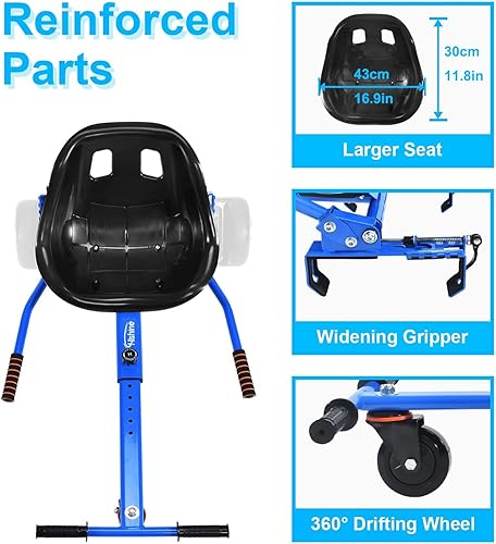 Miniatura 3 de Accesorio de asiento para aeropatineta de 6.5 a 10 pulgadas, diseño mejorado sin necesidad de correas de velcro, kit de conversión Go Kart,