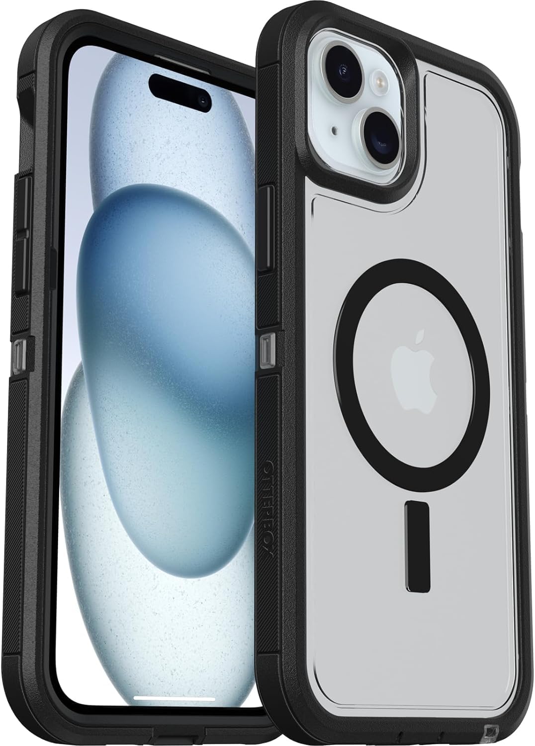 OtterBox Funda Transparente para iPhone 15 Plus y iPhone 14 Plus Defender Series XT, Lado Oscuro (Negro/Transparente), sin Pantalla, Resistente, se Ajusta a MagSafe, Accesorio de cordón