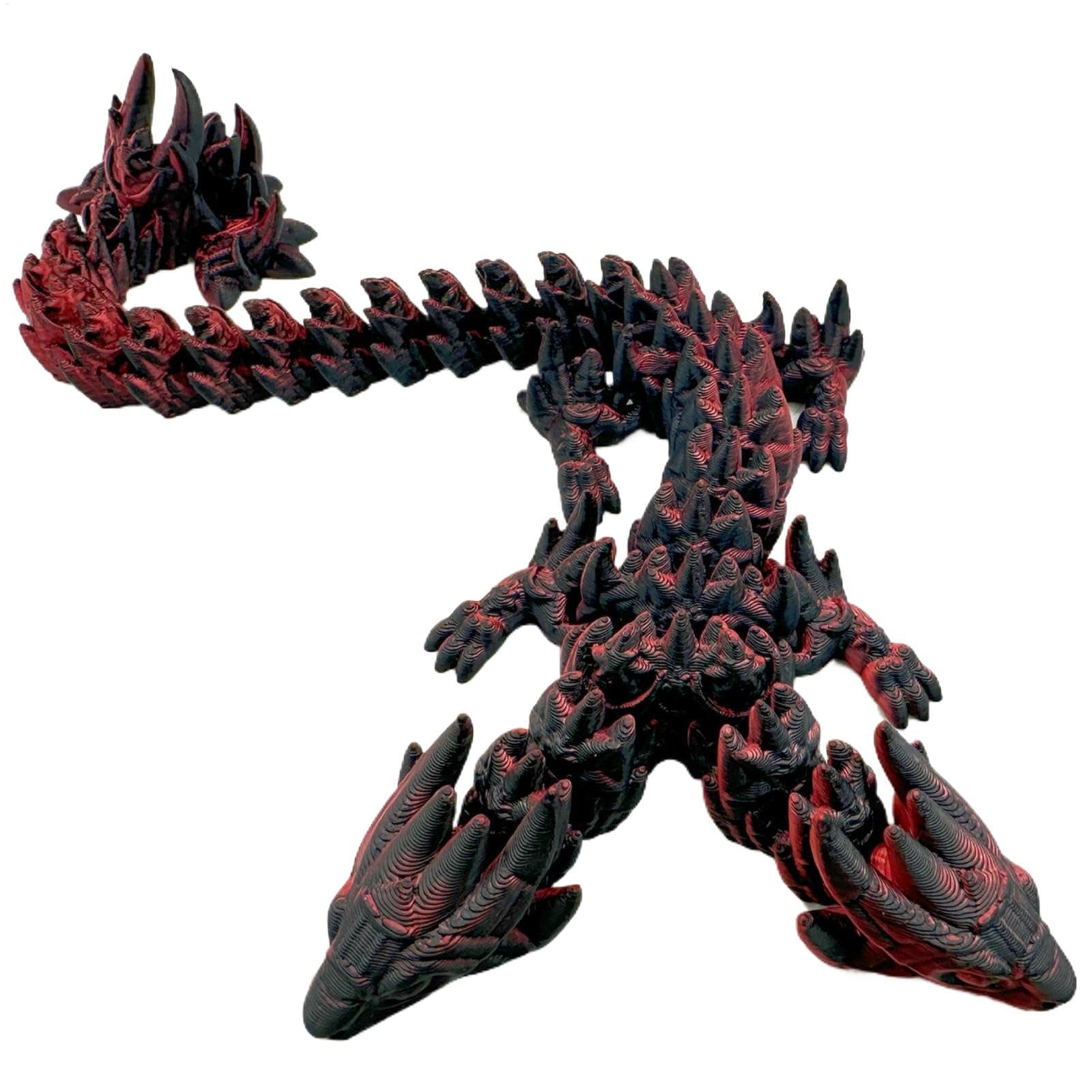 Articulated Crystal Dragon - 3D Printed Fidget Toy for Executive Desk | Double-Headed Dinosaur